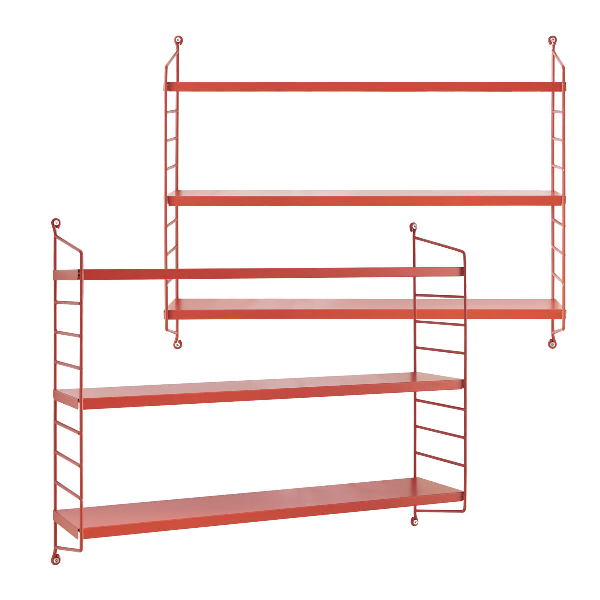 Juego de 2 estanterías de pared strängnäs acero 50x60x15 cm - rojo [en.casa]