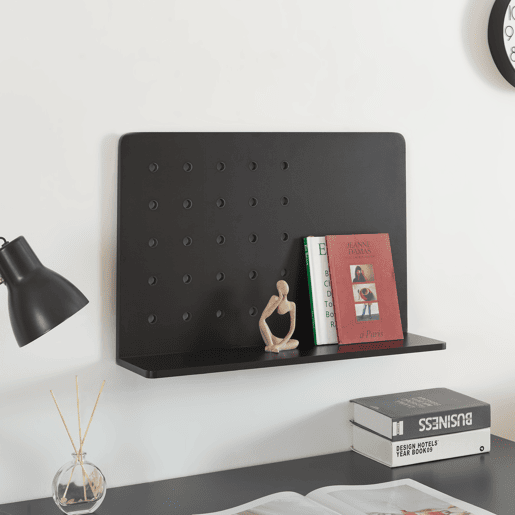 Prateleira de parede Dønna com painel perfurado 60x15x40cm - Preto en.casa
