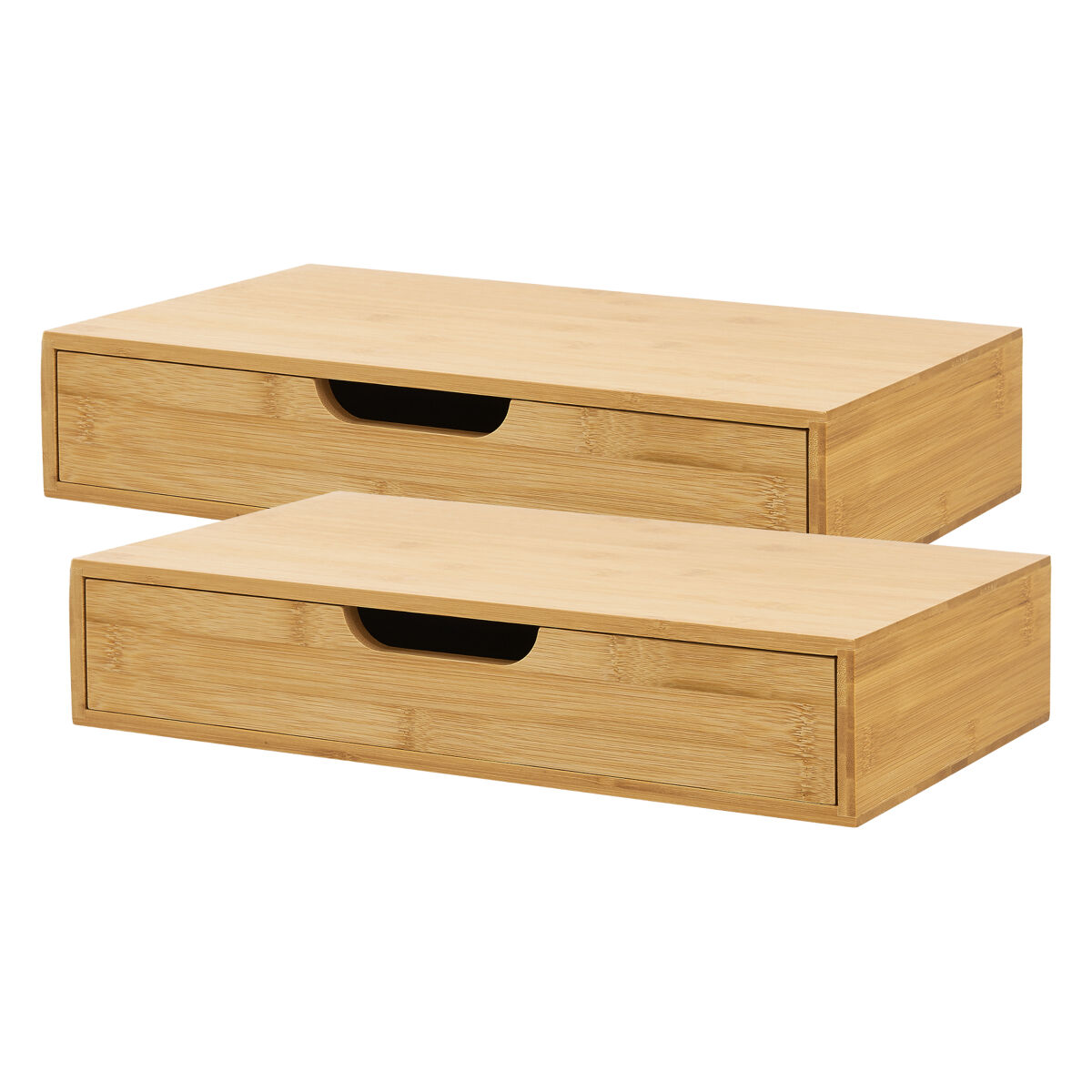 Set de 2 estantes de pared bokn con cajón hasta 5 kg bambú 40x24x8cm - natural [en.casa]