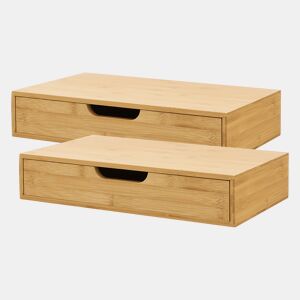 Conjunto de 2 prateleiras de parede Bokn com gaveta até 5 kg bambu 40x24x8cm - Natural en.casa