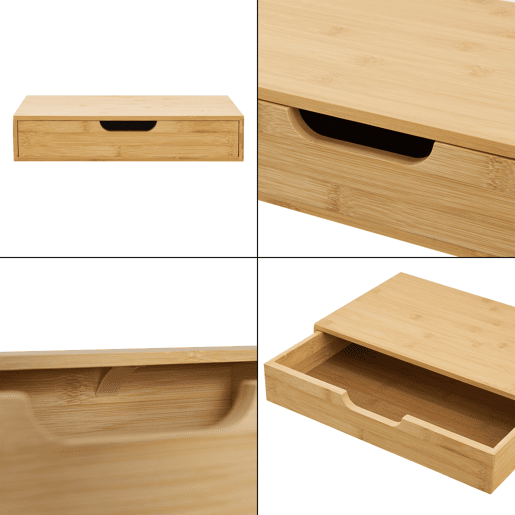 Conjunto de 2 prateleiras de parede Bokn com gaveta até 5 kg bambu 40x24x8cm - Natural en.casa