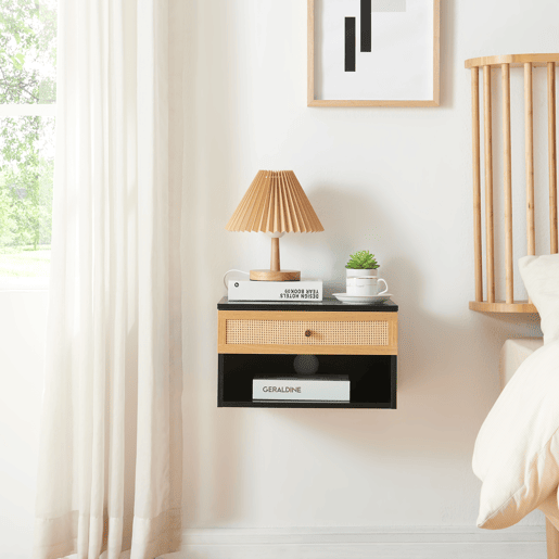Estante de parede Eiker com gaveta 40x32x23 cm - Preto en.casa