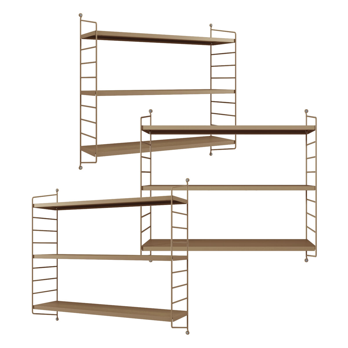 Juego de 3 estanterías de pared strängnäs acero 50x60x15 cm - marrón claro [en.casa]