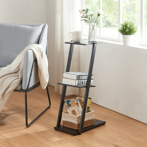 Prateleira de pé metálica Rollag em forma de E 72x40x25cm - Preto en.casa