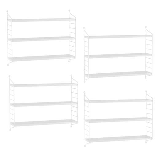 Conjunto de 4 prateleiras de parede Strängnäs aço 50x60x15 cm - Branco en.casa