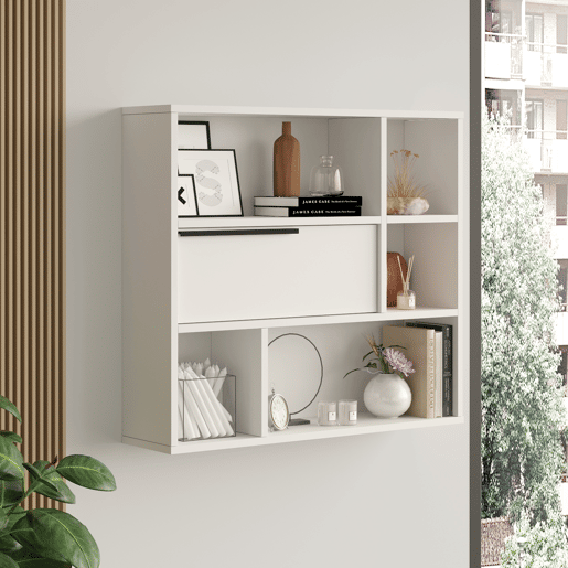 Prateleira de parede Vesanto 90x22x81cm - Branco en.casa