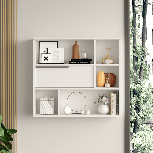 Prateleira de parede Vesanto 90x22x81cm - Branco en.casa