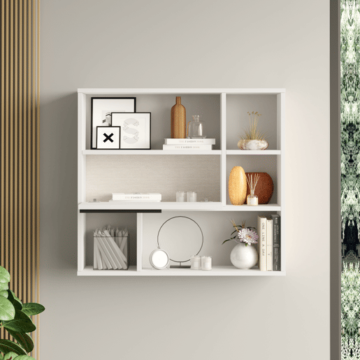 Prateleira de parede Vesanto 90x22x81cm - Branco en.casa