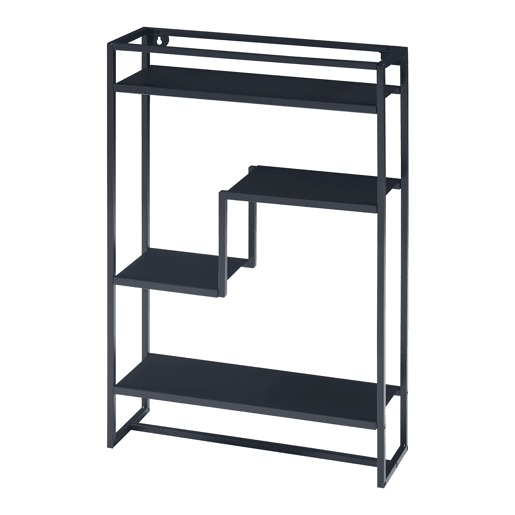 Estante de parede Uurainen 4 prateleiras e toalheiro em aço 60x40x13cm - Preto en.casa