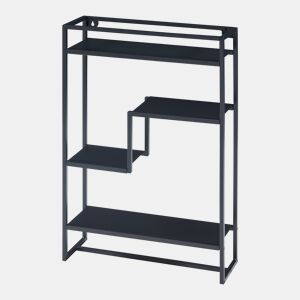 Estante de parede Uurainen 4 prateleiras e toalheiro em aço 60x40x13cm - Preto en.casa