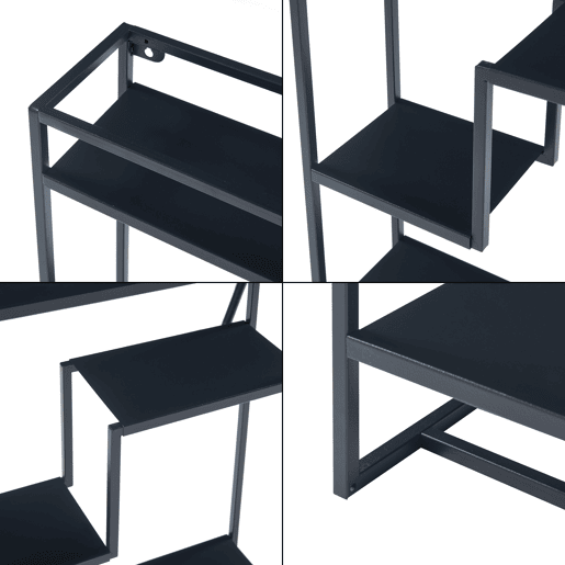 Estante de parede Uurainen 4 prateleiras e toalheiro em aço 60x40x13cm - Preto en.casa
