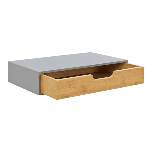Conjunto de 2 prateleiras de parede Bokn com gaveta até 5 kg bambu 40x24x8cm - Cinzento e Natural en.casa