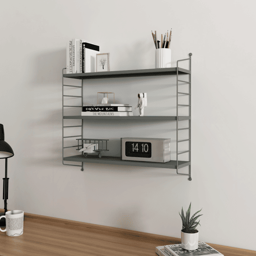 Estante de parede Strängnäs de 3 níveis aço 50x60x15 cm - Antracite en.casa