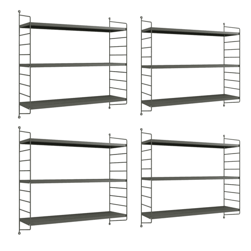 Conjunto de 4 prateleiras de parede Strängnäs aço 50x60x15 cm - Antracite en.casa