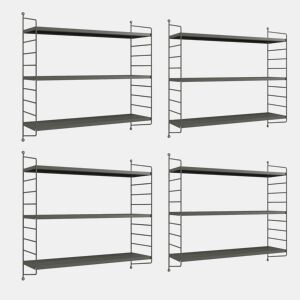 Conjunto de 4 prateleiras de parede Strängnäs aço 50x60x15 cm - Antracite en.casa
