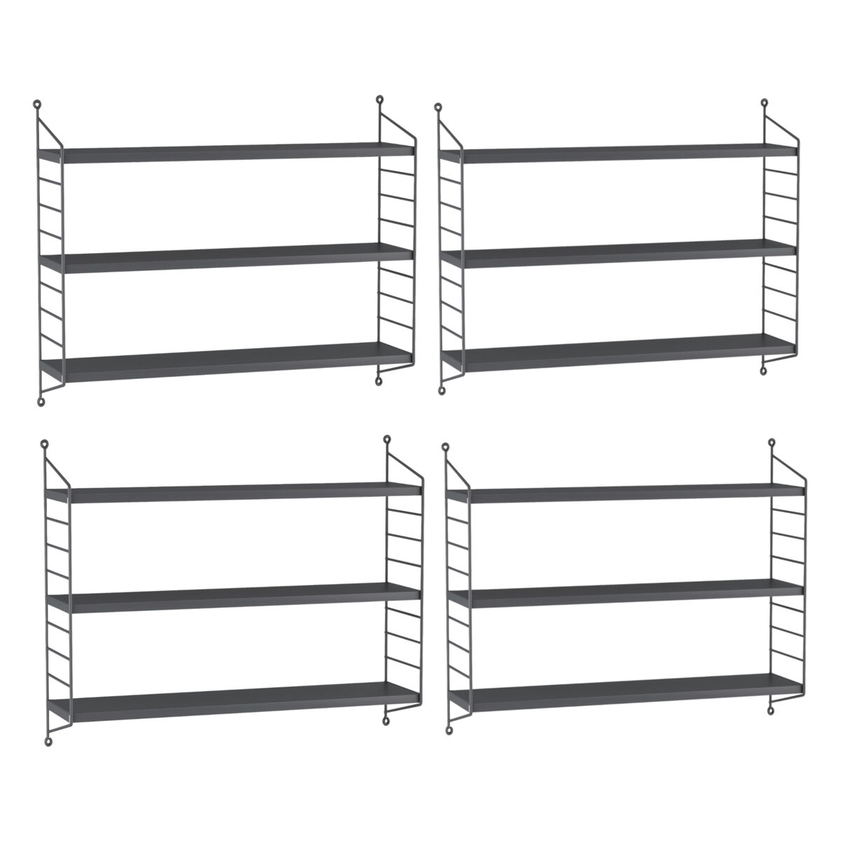 Juego de 4 estanterías de pared Strängnäs acero [en.casa] 60 Gris Oscuro