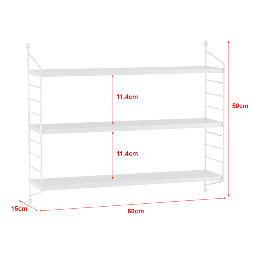 Conjunto de 3 prateleiras de parede Strängnäs aço 50x60x15 cm - Branco en.casa