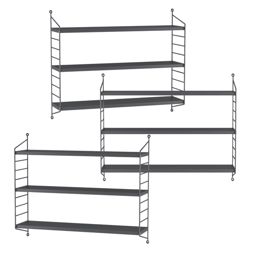 Conjunto de 3 prateleiras de parede Strängnäs em aço 50x60x15 cm - Cinzento escuro en.casa