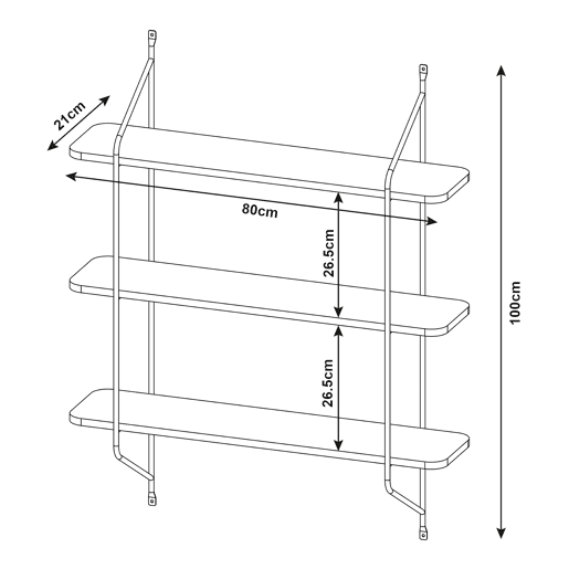 Prateleira de parede Østfold 100x80x21 cm - Branco en.casa