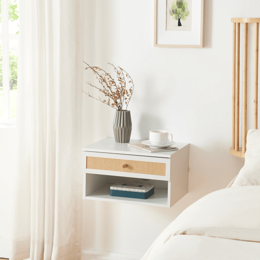 Estante de parede Eiker com gaveta 40x32x23 cm - Branco en.casa