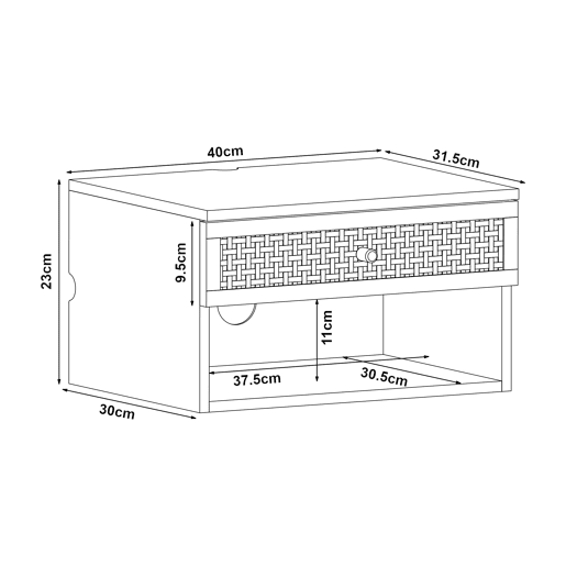 Estante de parede Eiker com gaveta 40x32x23 cm - Branco en.casa
