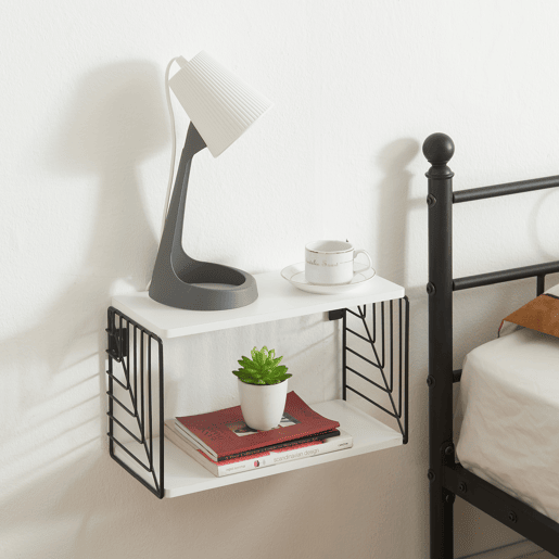 Prateleira de parede Moss 39x18x23 cm - PretoBranco en.casa