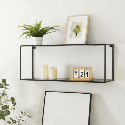 Prateleira de parede Notodden 2 prateleiras em aço 90x25x35cm - Preto en.casa