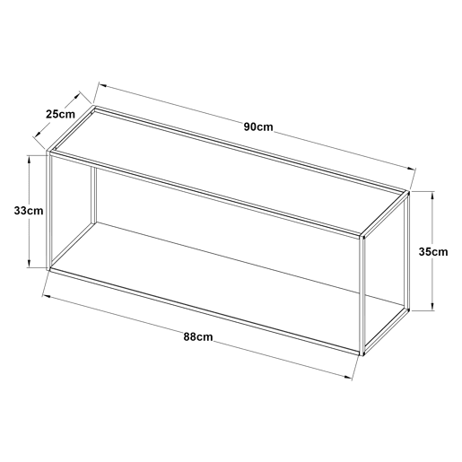 Prateleira de parede Notodden 2 prateleiras em aço 90x25x35cm - Preto en.casa