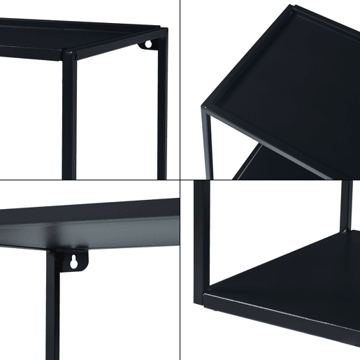 Prateleira de parede Notodden 2 prateleiras em aço 90x25x35cm - Preto en.casa