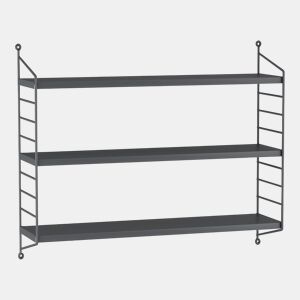 Estante de parede Strängnäs 3 níveis regulável em altura, aço 50 x 60 x 15 cm - cinzento escuro en.casa