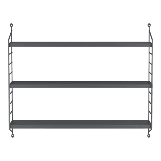 Estante de parede Strängnäs 3 níveis regulável em altura, aço 50 x 60 x 15 cm - cinzento escuro en.casa