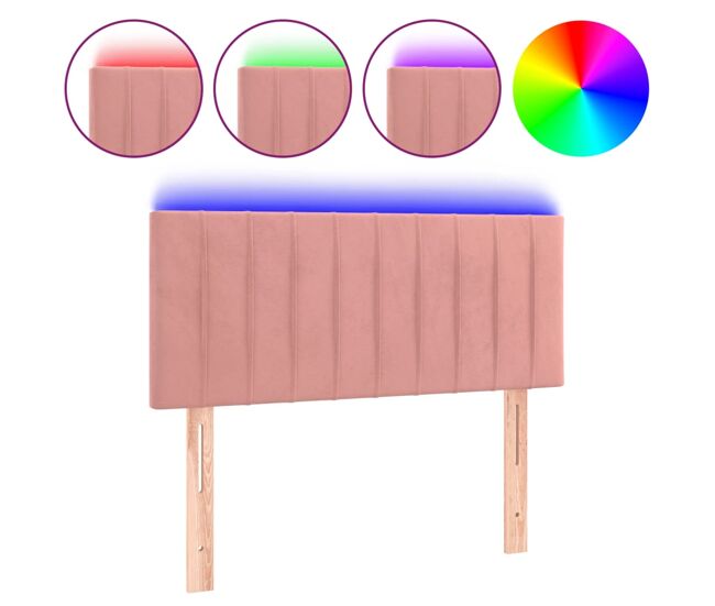 Cabecero con led de terciopelo rosa 100x5x78/88 cm
