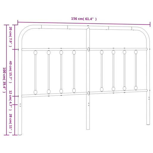 vidaXL Cabeceira de cama 150 cm metal branco vidaXL Cabeceira de cama 150 cm metal branco