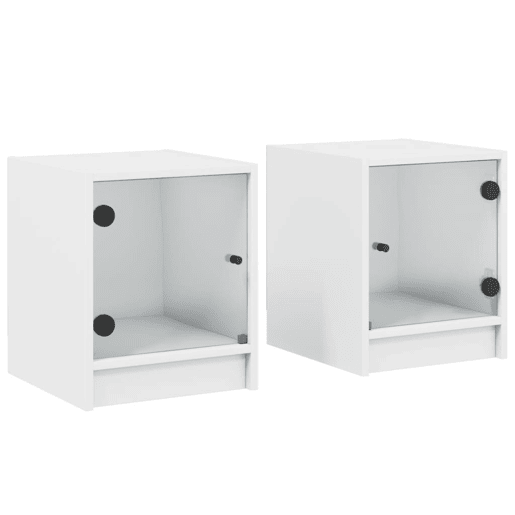 vidaXL Mesas de cabeceira c portas de vidro 2 pcs 35x37x42 cm branco vidaXL Mesas de cabeceira c portas de vidro 2 pcs 35x37x42 cm branco