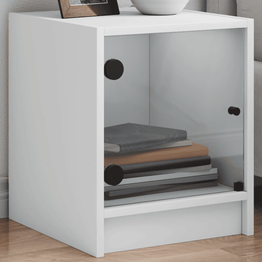 vidaXL Mesas de cabeceira c portas de vidro 2 pcs 35x37x42 cm branco vidaXL Mesas de cabeceira c portas de vidro 2 pcs 35x37x42 cm branco