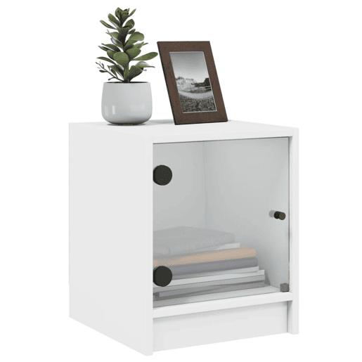 vidaXL Mesas de cabeceira c portas de vidro 2 pcs 35x37x42 cm branco vidaXL Mesas de cabeceira c portas de vidro 2 pcs 35x37x42 cm branco
