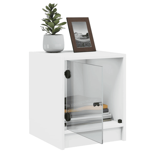 vidaXL Mesas de cabeceira c portas de vidro 2 pcs 35x37x42 cm branco vidaXL Mesas de cabeceira c portas de vidro 2 pcs 35x37x42 cm branco