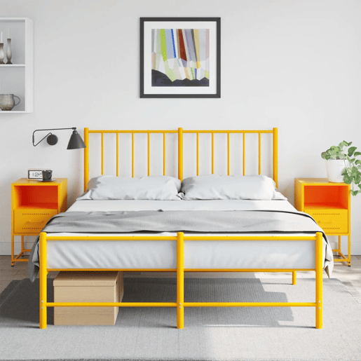 vidaXL Mesas de cabeceira 2 pcs 36x39x60,5 cm aço amarelo mostarda