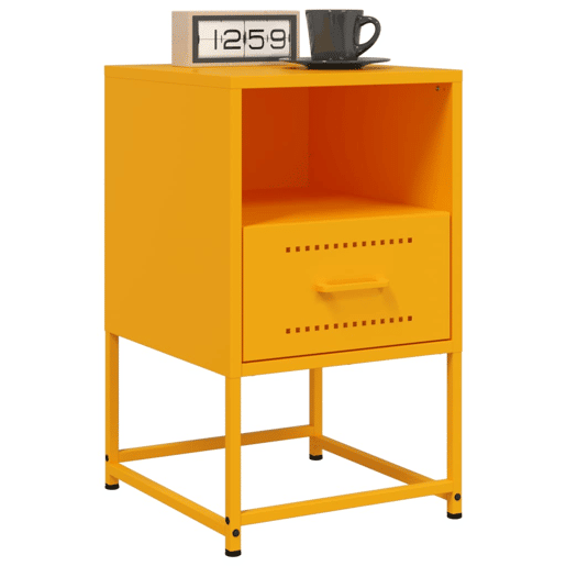 vidaXL Mesas de cabeceira 2 pcs 36x39x60,5 cm aço amarelo mostarda