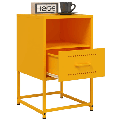 vidaXL Mesas de cabeceira 2 pcs 36x39x60,5 cm aço amarelo mostarda