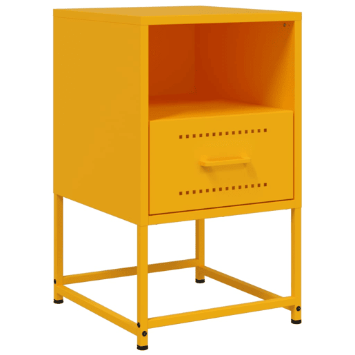 vidaXL Mesas de cabeceira 2 pcs 36x39x60,5 cm aço amarelo mostarda