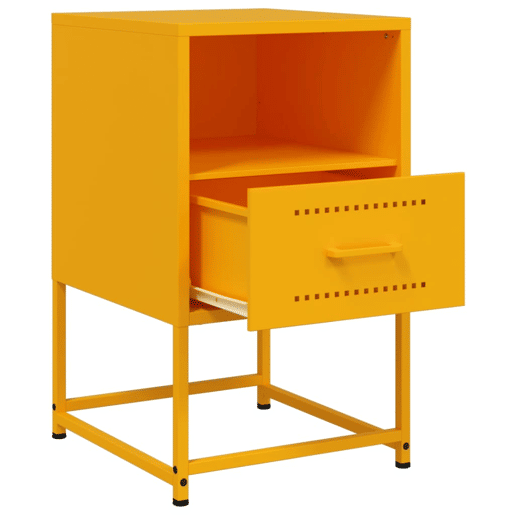 vidaXL Mesas de cabeceira 2 pcs 36x39x60,5 cm aço amarelo mostarda