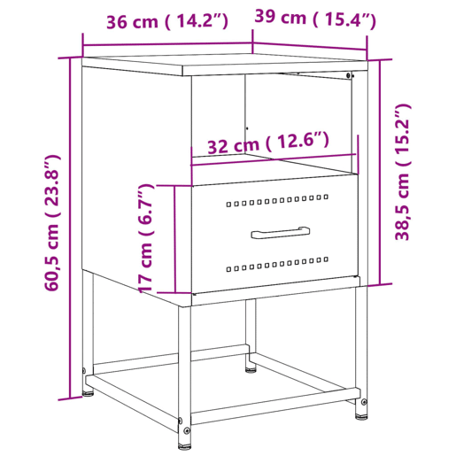 vidaXL Mesas de cabeceira 2 pcs 36x39x60,5 cm aço amarelo mostarda