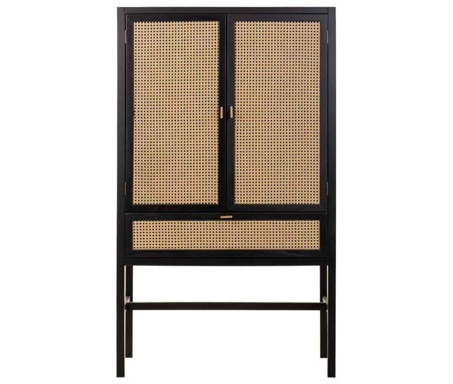 Armario de madera y rejilla negro 97x47x167
