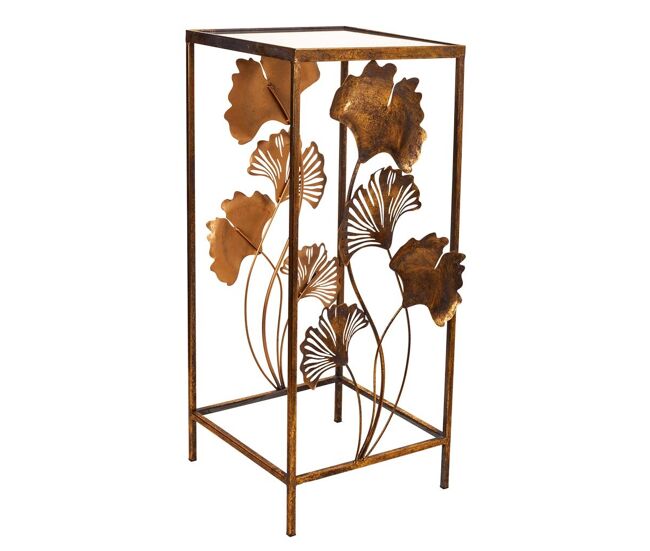 Mesa esquinera de metal dorada 35x33x76