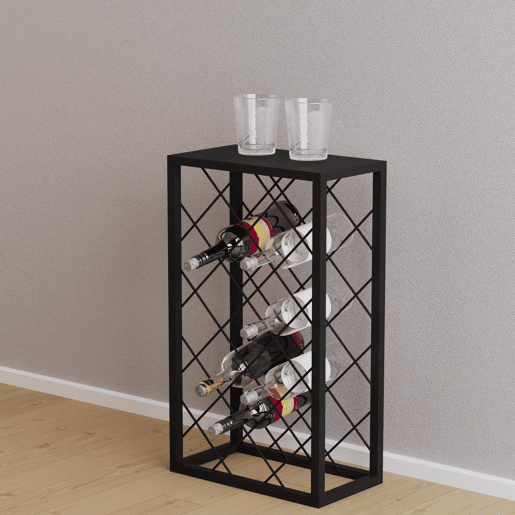 Garrafeira metálica Amasia metal 74x45x22 cm preto en.casa