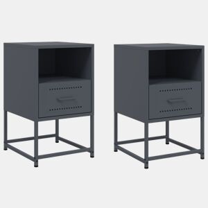 vidaXL Mesas de cabeceira 2 pcs 36x39x60,5 cm aço antracite