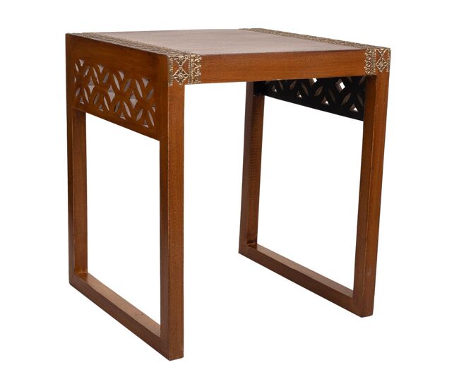 Mesa de madera y metal marrón 42x40x48