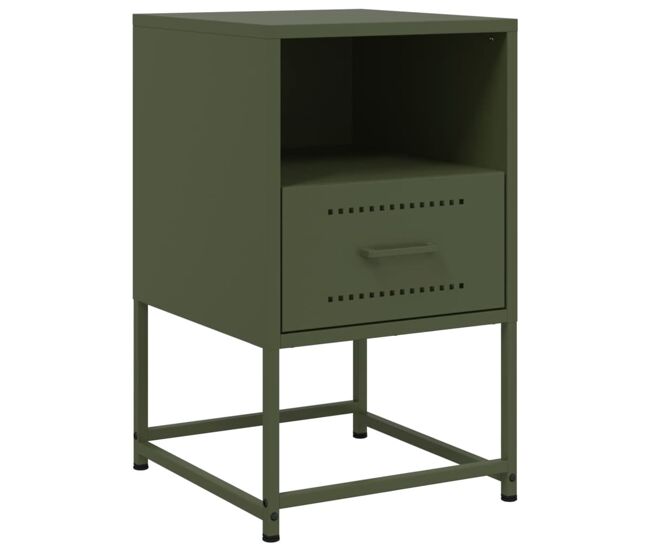 Vidaxl mesita de noche acero verde oliva 36x39x60,5 cm