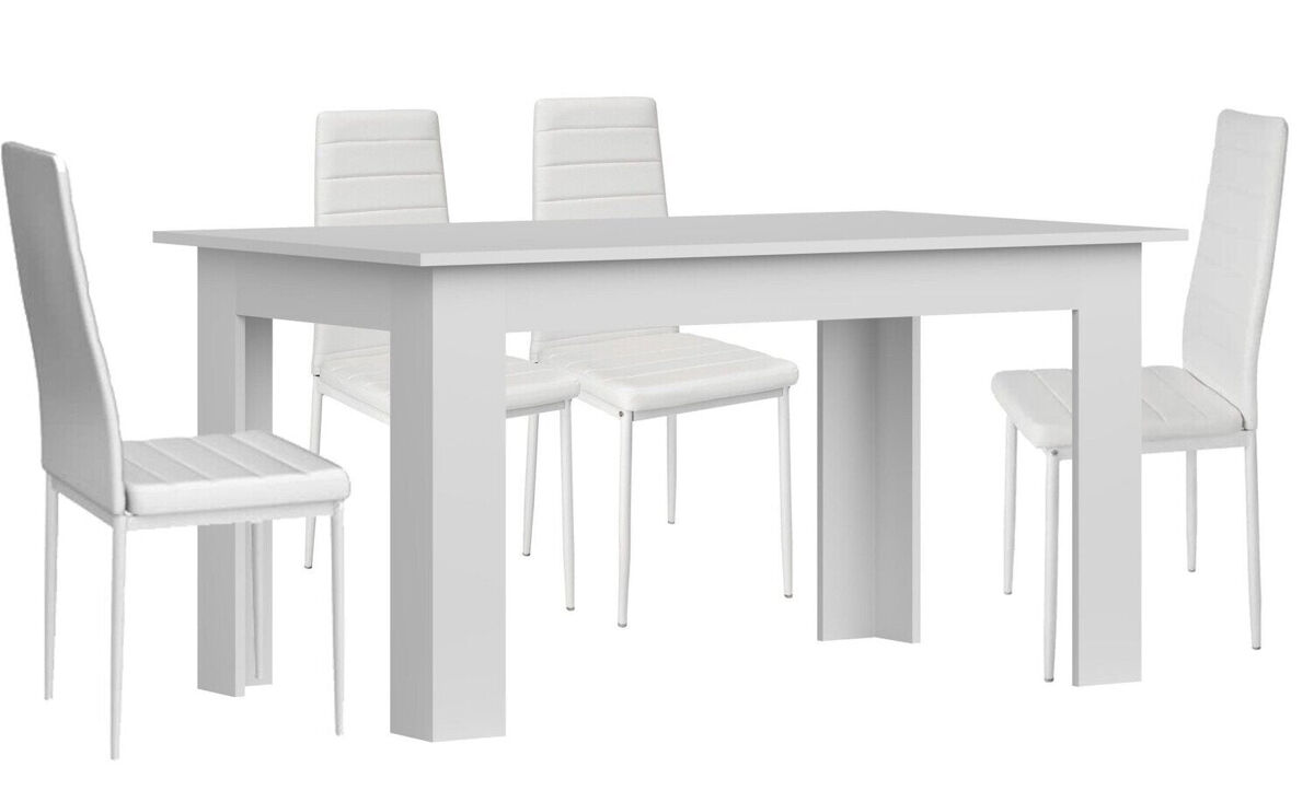Pack Mesa de Comedor o Cocina + 4 Sillas en Polipiel/metal 138x80